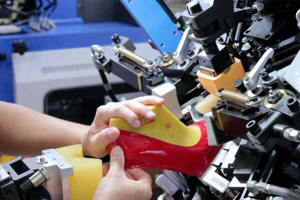 在广州显辉鞋革展展出的鞋楦机